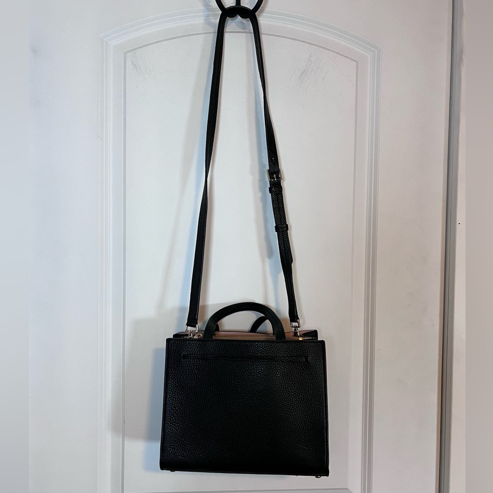 Kate Spade Hayes Triple Compartment Satchel Crossbody Leather Bag - Black - Picture 2 of 7